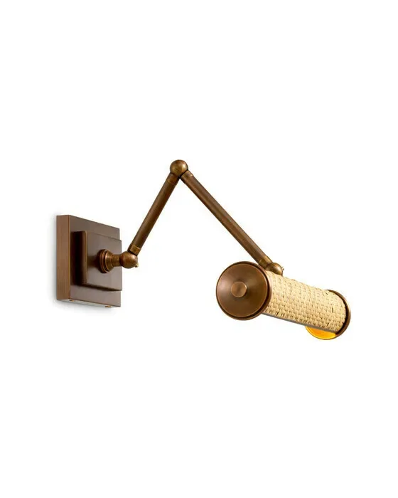 Wall Lamp Luca Antique brass finish/rattan S