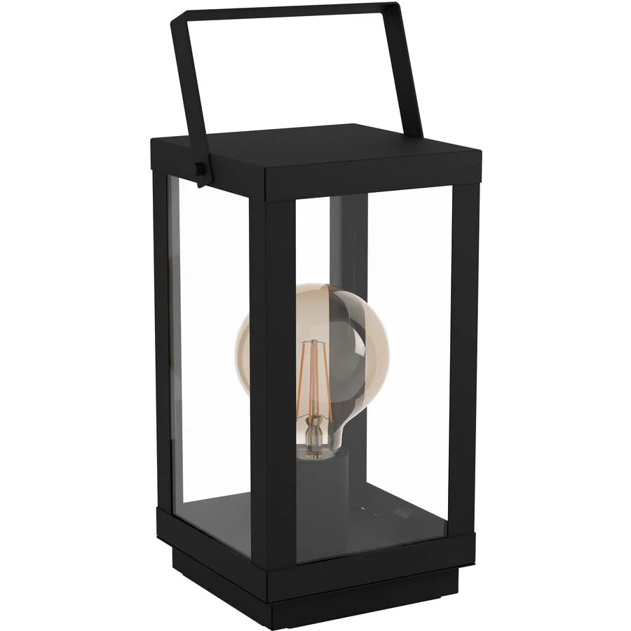 Eglo Tischlampe Bradford 1 Schwarz/Transparent Stahl/Glas 15 cm 37 cm - Farbe: Schwarz, Transparent - Material: Stahl, Glas