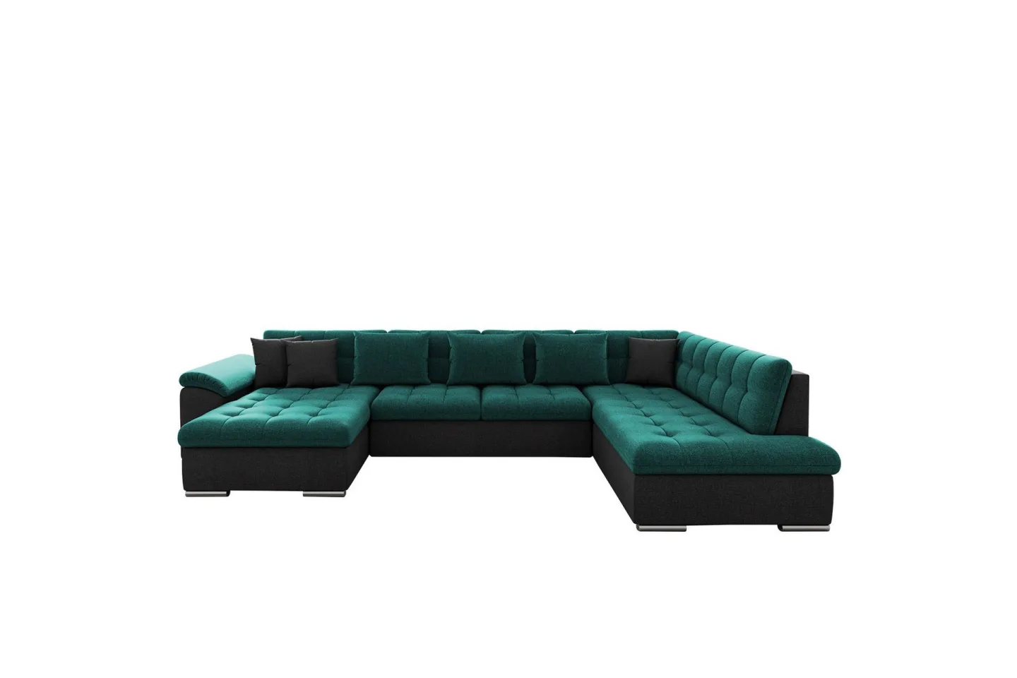 Dynir Soffa med Divan och Schäslong 4-sits - Svart/Grön