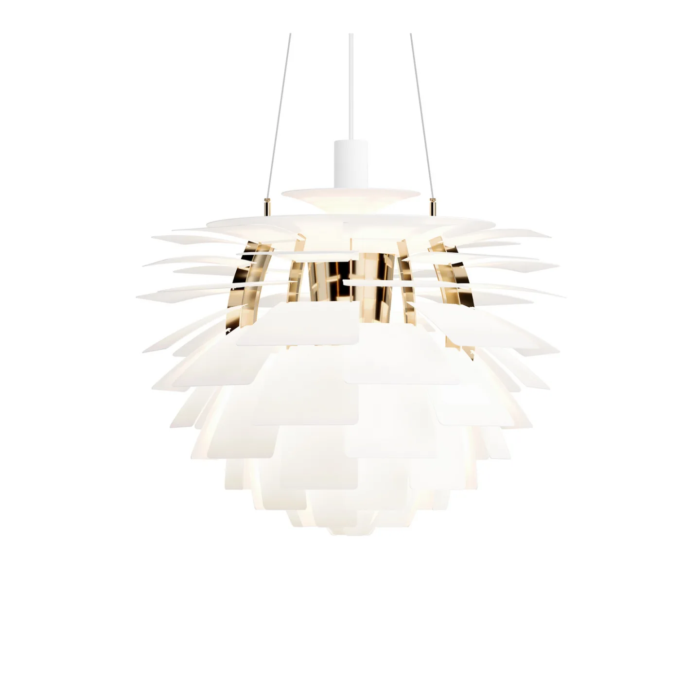 PH Artichoke Hängelampe weiß/messing 60 cm - Louis Poulsen - Wohnzimmer - Modern - Metall - Einflammig