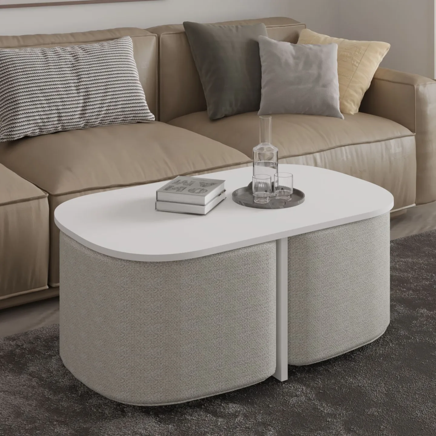 Hu Soffbordsset 90x42,9x45 cm - Vit