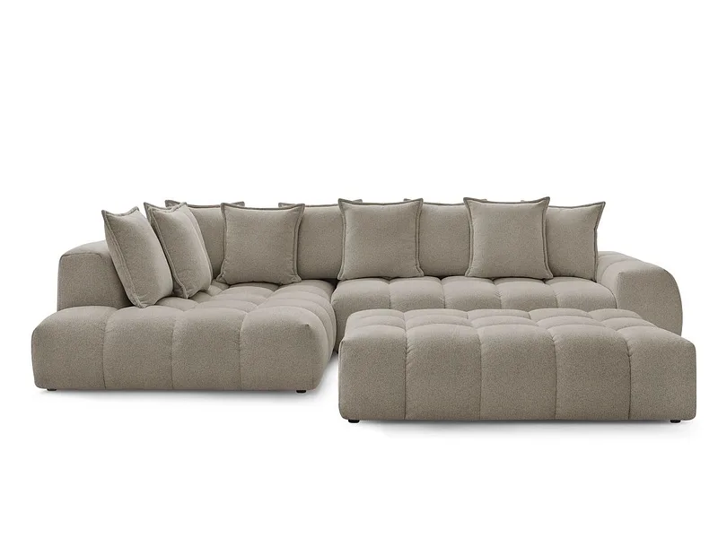 Ecksofa mit Hocker BOBOCHIC EVEREST Stoff chiniert taupe