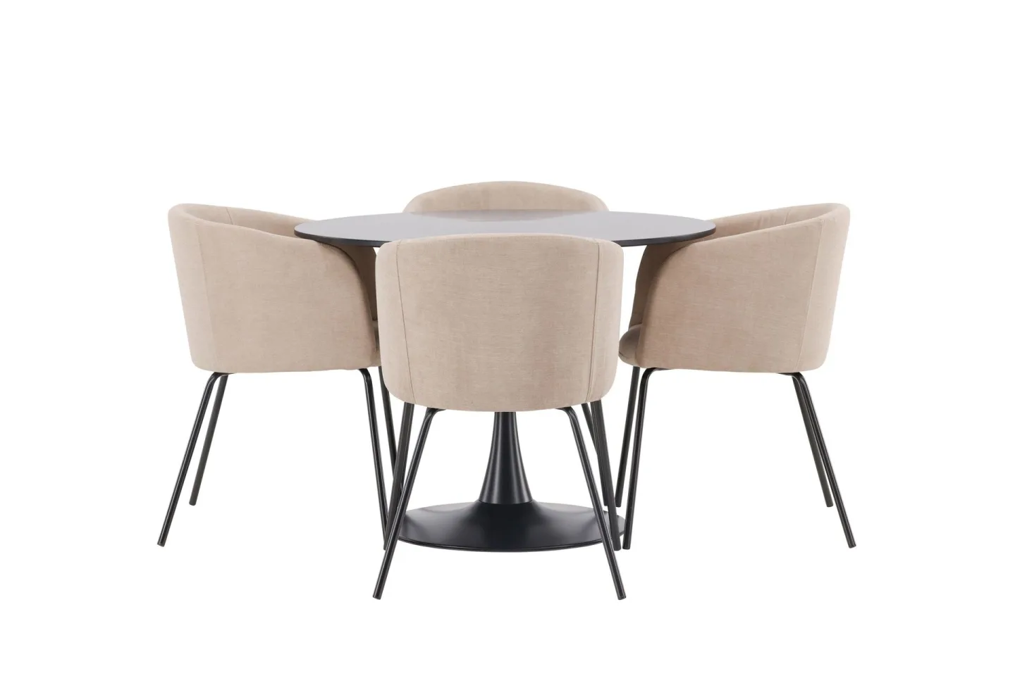 Glade Matgrupp 100 cm Rund med 4 Berit stolar - Beige