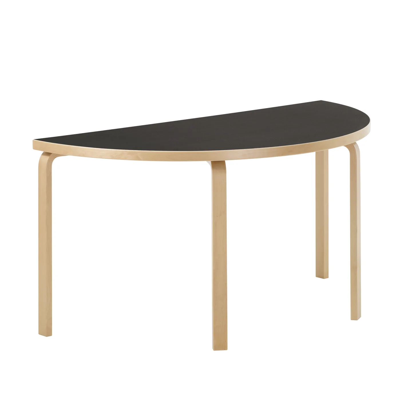 Artek - Aalto bord halvcirkel 96 svart linoleum - Matbord - Alvar Aalto - Svart - Trä