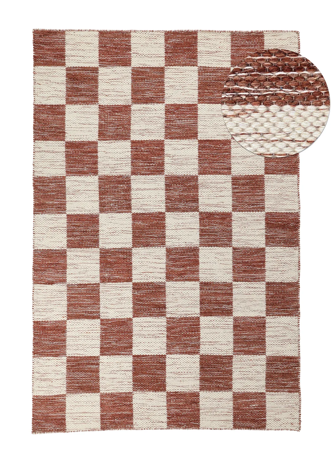 Ullteppe - Dundee (rød/hvit) (Størrelse: 200 x 290 cm)