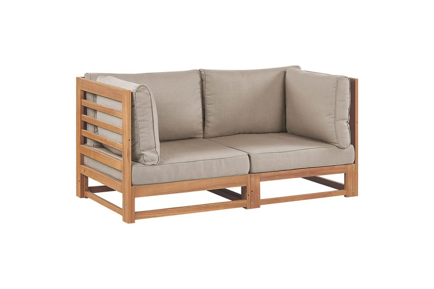 2-sitssoffa Trani Ljus trä/grått/beige - Ljus trä/grått/beige