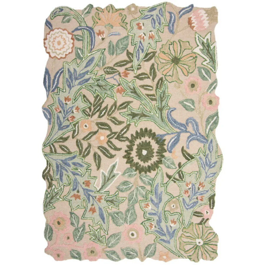 Teppich Yearn blau/rosa/grün Blumenmuster Wolle 120 x 170 cm