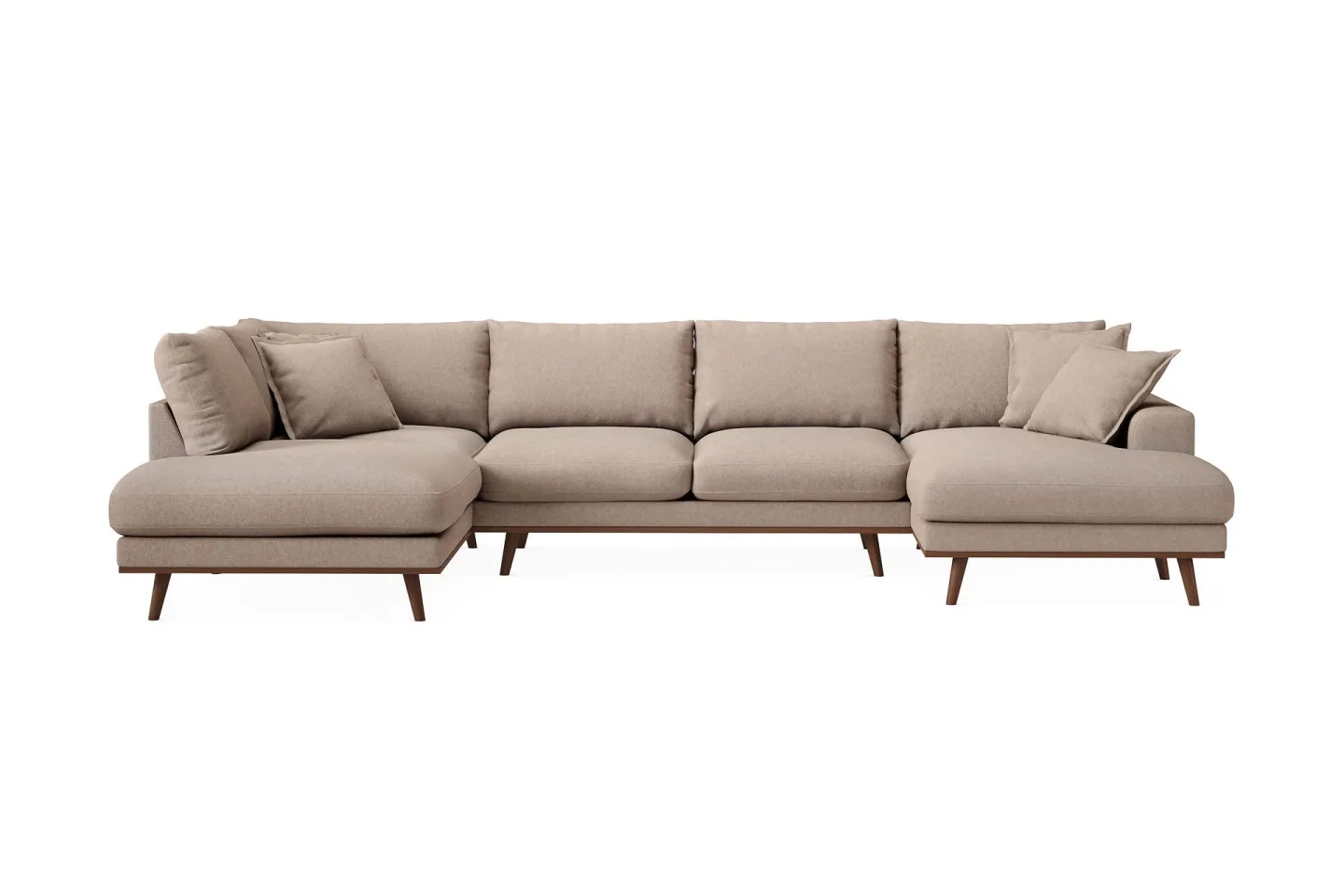 Copenhagen Premium 5-sits Vänstervänd U-formad Djup Soffa med Divan och Schäslong i Tyg - Ljusbrun