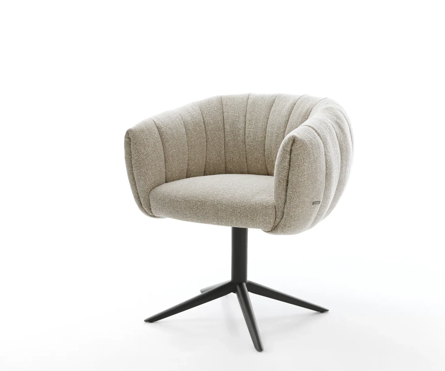 Drehstuhl Jada-Flex Webstoff Soft Beige Fußkreuz Schwarz 360° drehbar Wippfunktion Taschenfederkern