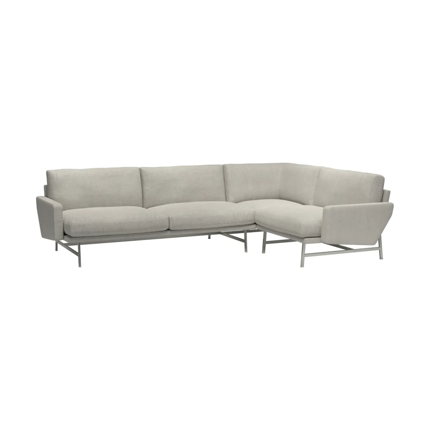 Fritz Hansen Lissoni PL114 R högerställd hörnsoffa Clay 012-rostfritt stål