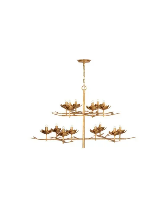 Clementine 42" Tiered Chandelier Antique Gold Leaf