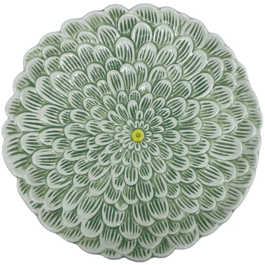 Teller flach Flora Grün Steinzeug D27 cm