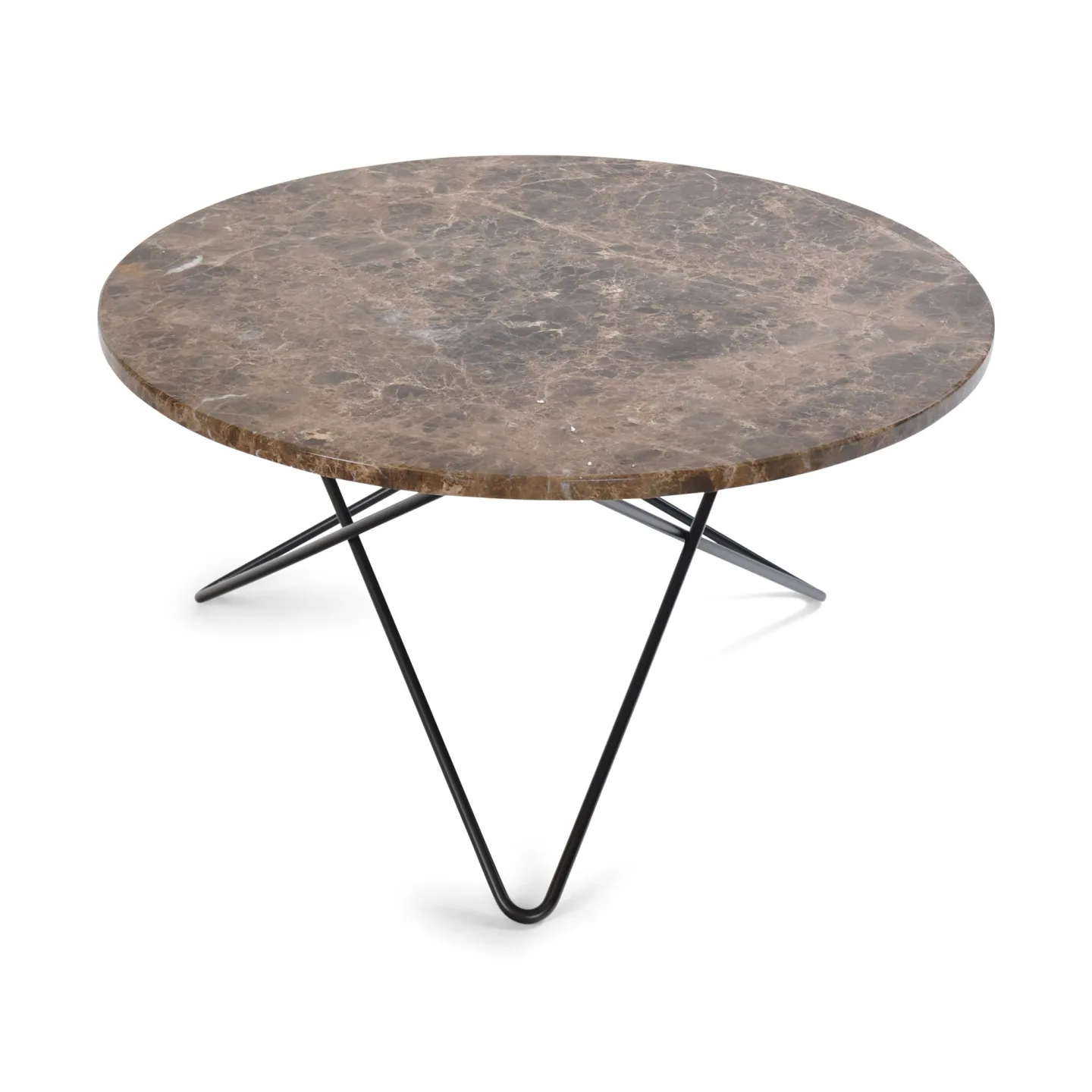 OX Denmarq - O Table, Black Steel Frame, Top: Brown Marble - Soffbord - Dennis Marquart - Brun - Metall/Sten