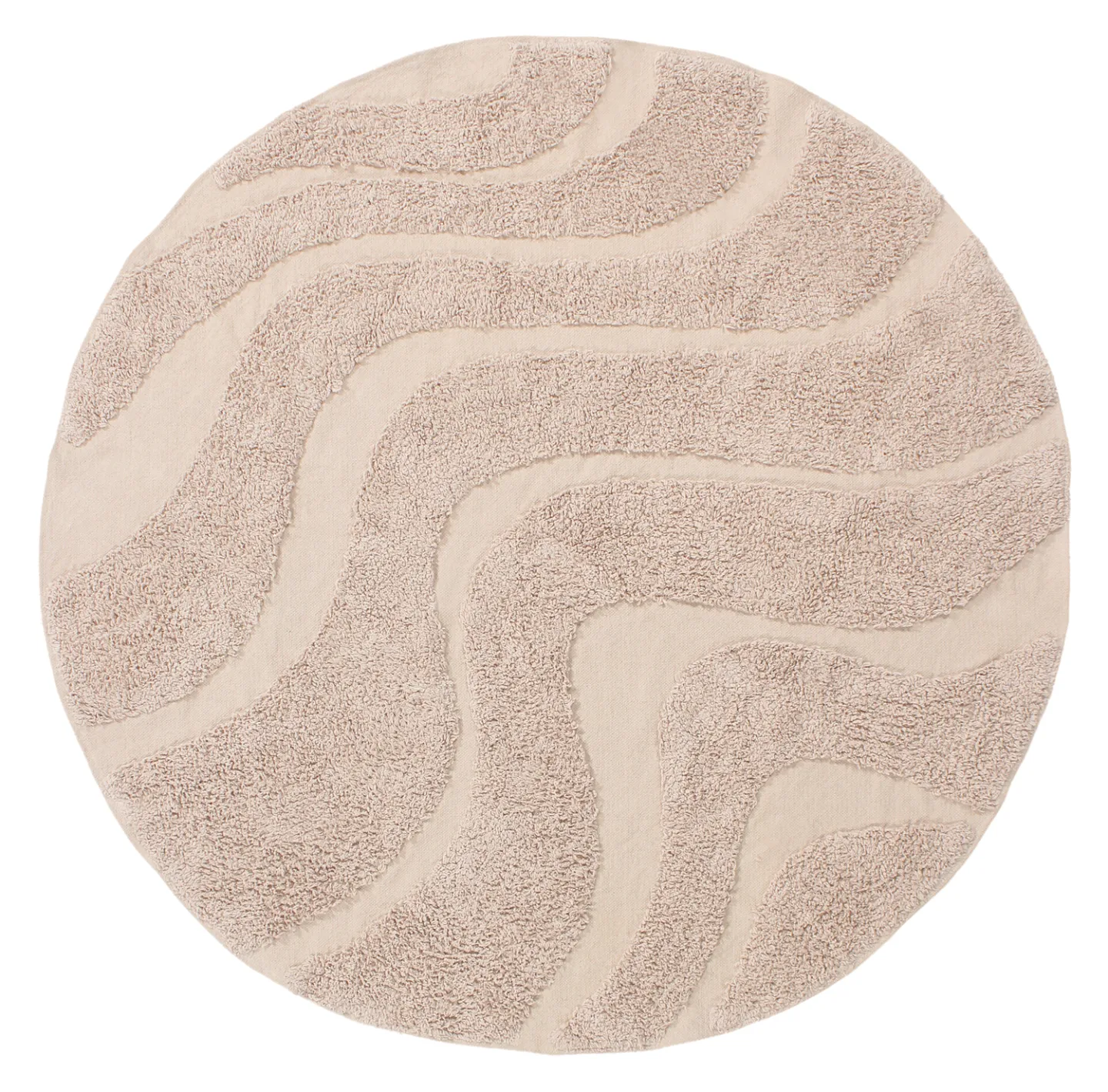 Runde tepper - Bonnie Natural Cotton Shaggy (beige) (Størrelse: Ø 200 cm)