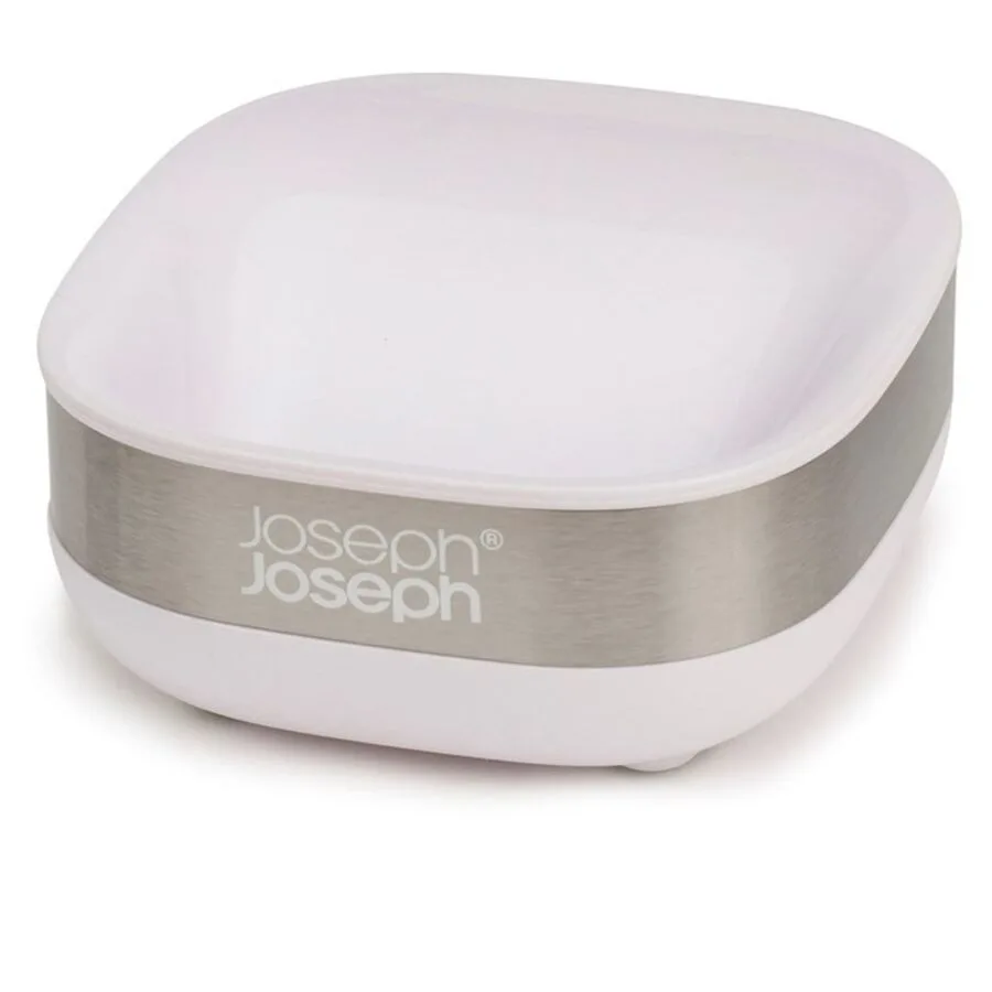 Joseph Joseph Seifenschale Slim Silber/Weiss Edelstahl/Kunststoff T 8.4 cm B 7.1 cm - Farbe: weiss/silber