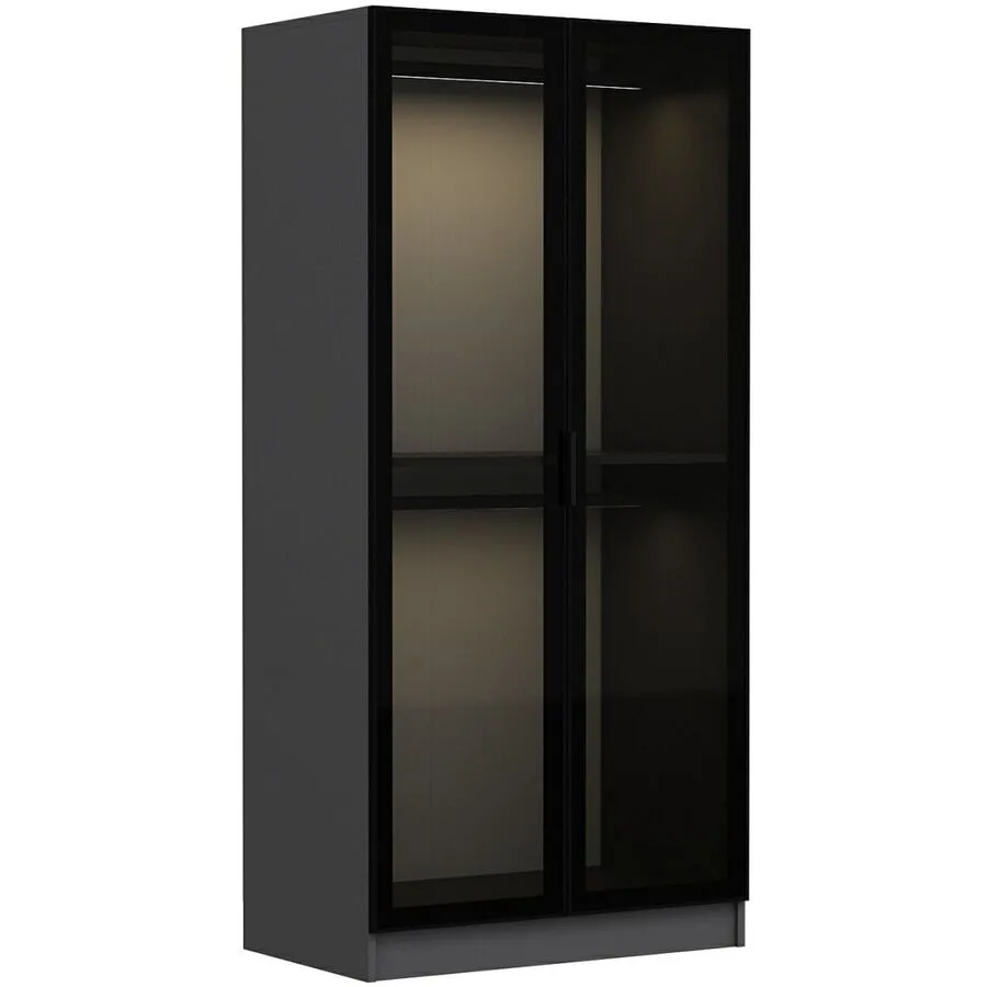 Kleiderschrank Uyumak schwarz Melamin B 90 cm