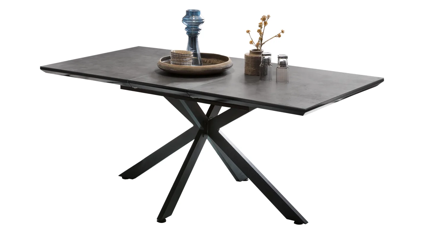 Esstisch ausziehbar 140 - 180 cm Keramikoptik Glas - JORUNN