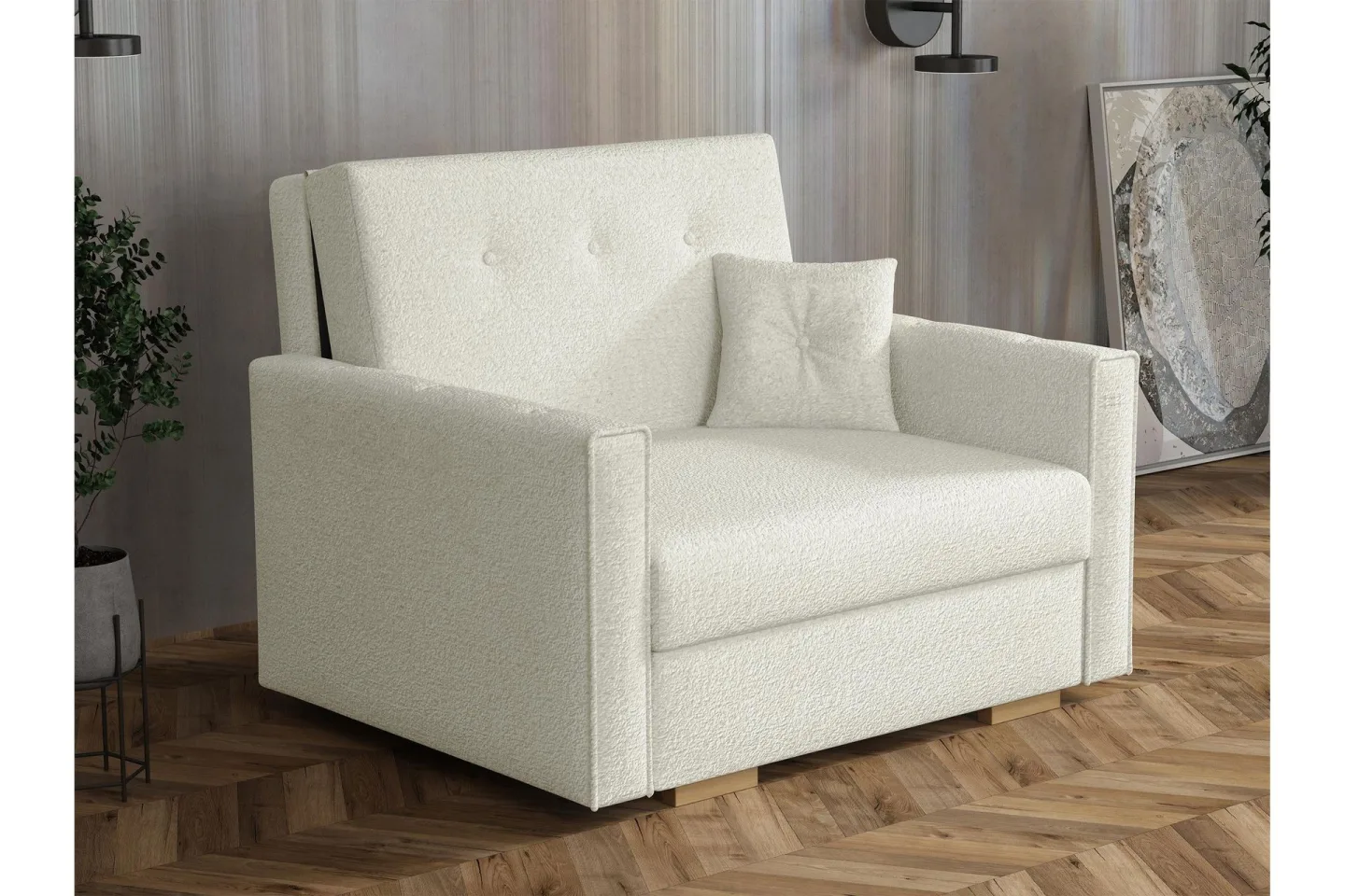 Ajiz Bäddsoffa 2-sits i Bouclé - Vit
