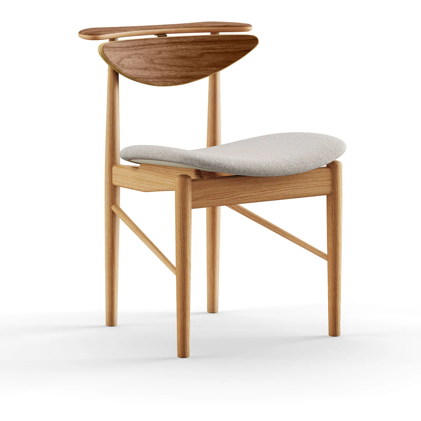House of Finn Juhl - Reading Chair, Dark oiled Oak/Walnut, Leather Group 4 Vegetal, 90 Nature - Matstolar - Finn Juhl - Beige,Träfärgad - Läder/Trä