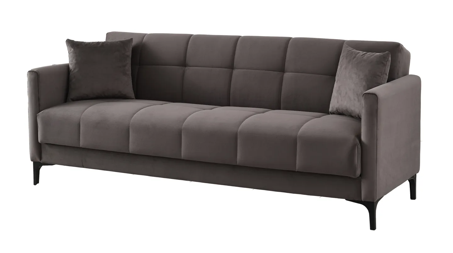 Einzelsofa grau Schlaffunktion Bettkasten ausziehbar 213 cm - PERU