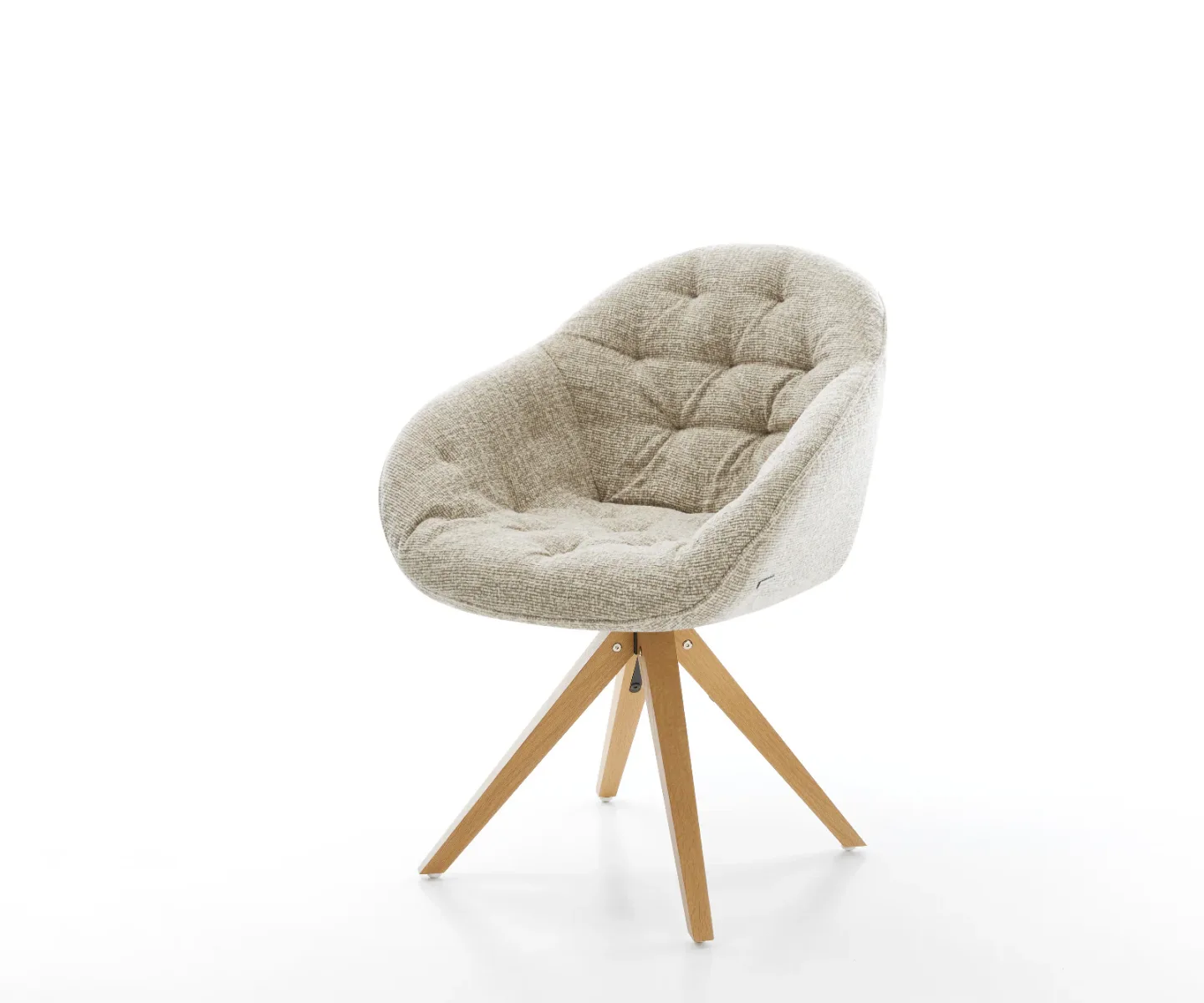 Drehstuhl Gaio-Flex Webstoff Soft Beige Holzgestell kantig Natur 360° drehbar