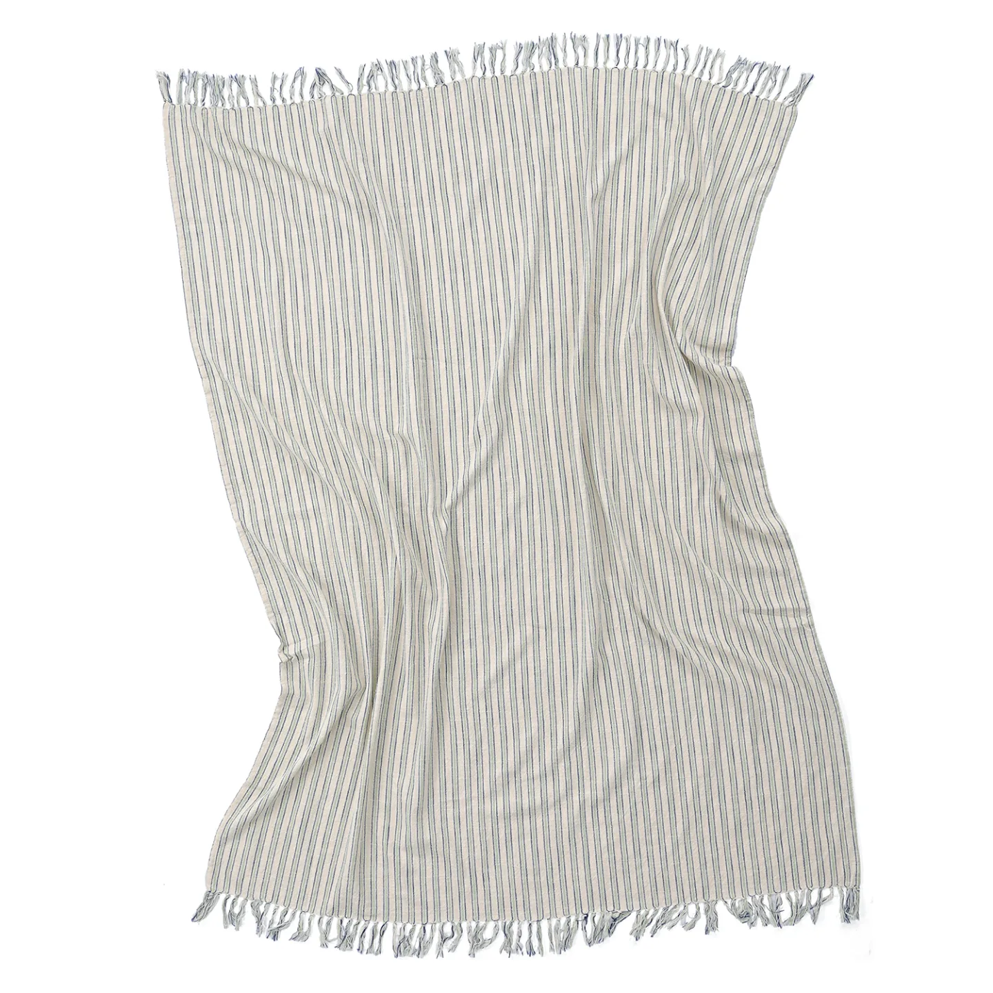 Pledd - Rumi stripe cotton throw (kremfarget/marineblå/lys grønn) (Størrelse: 130 x 170 cm)