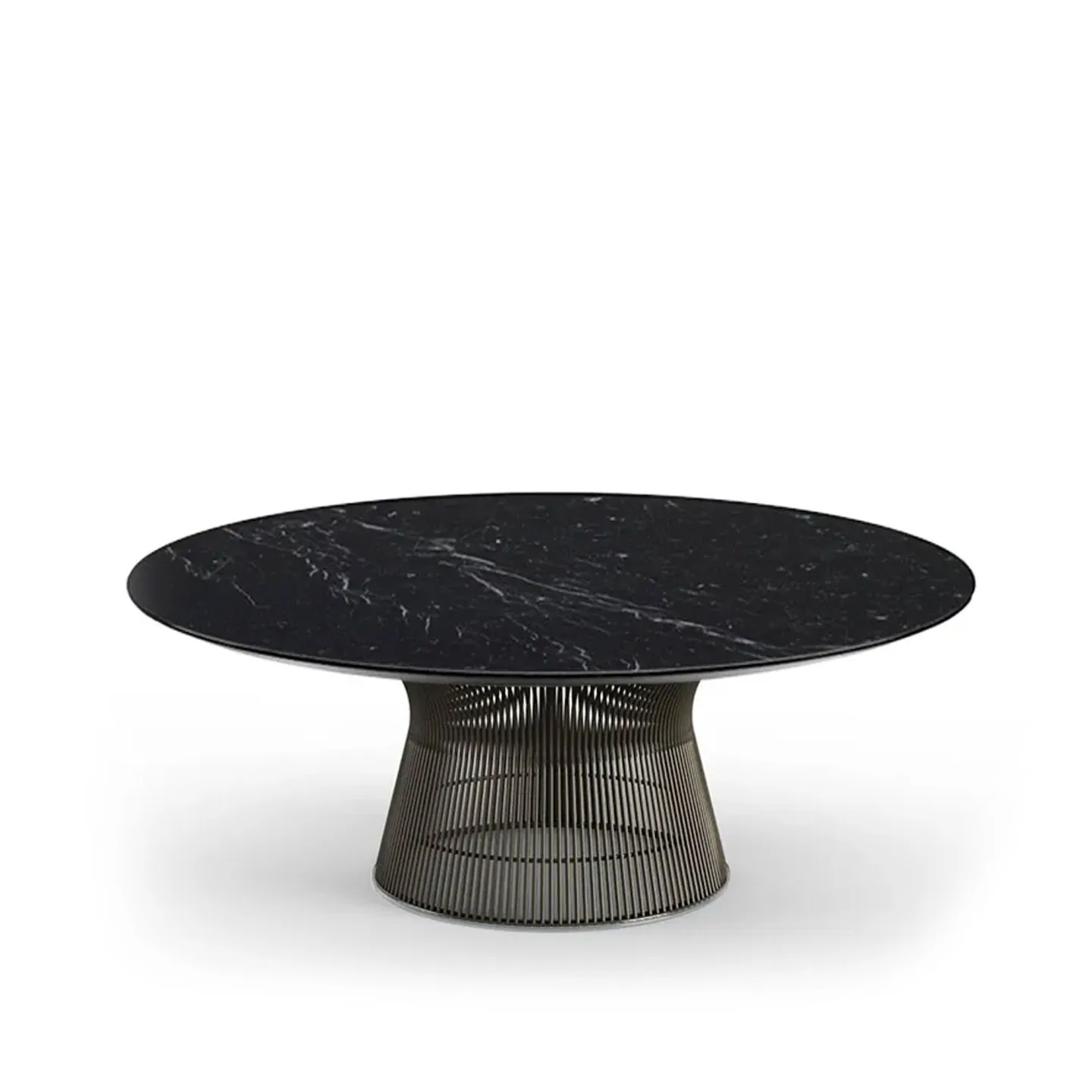 Knoll - Platner soffbord underrede i Brons metallic, Ø 91,5 cm, skiva i svart Marquina marmor - Soffbord - Warren Platner