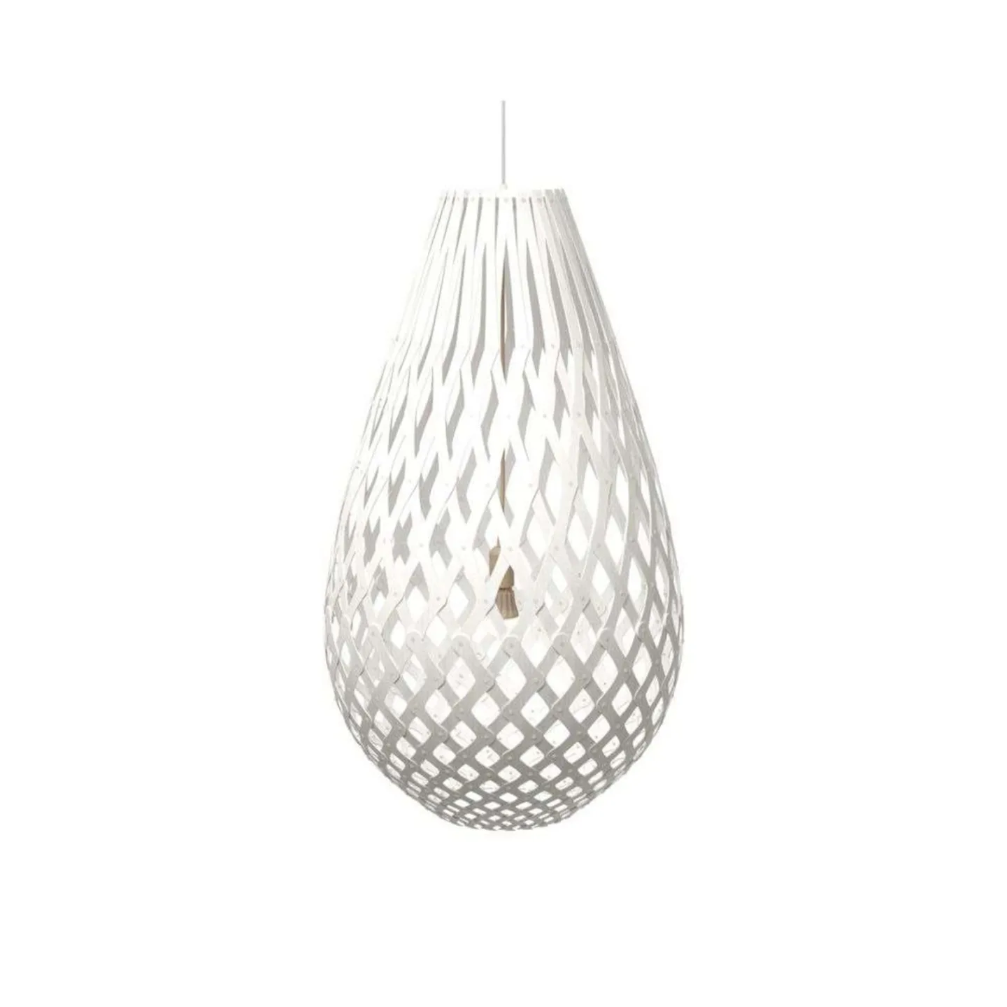Koura Pendelleuchte H100 Weiß 2 Seiter - David Trubridge - Wohnzimmer - Bambus