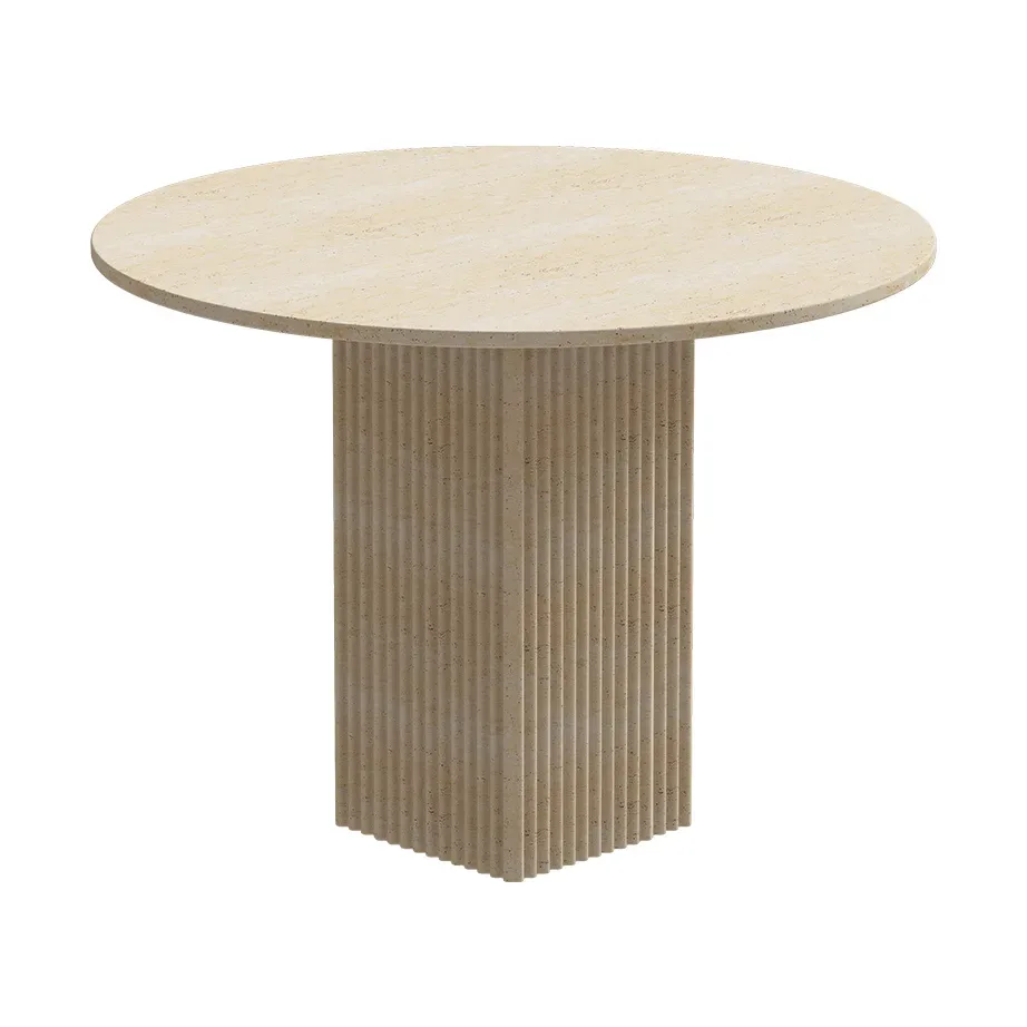 NORR11 Soho matbord Beige travertin, Ø120x72 cm