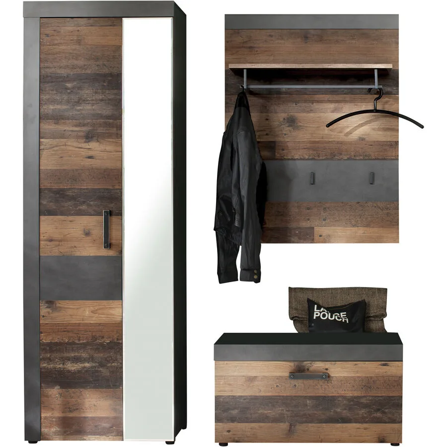 Garderobenmöbel-Set Fuerte graphit Holzwerkstoff B 160 T 37 H 192 cm