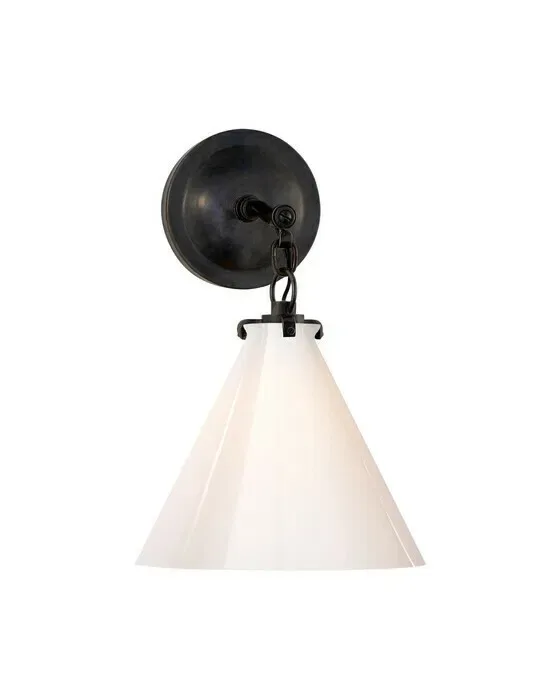 Katie Conical Sconce Bronze/White Glass
