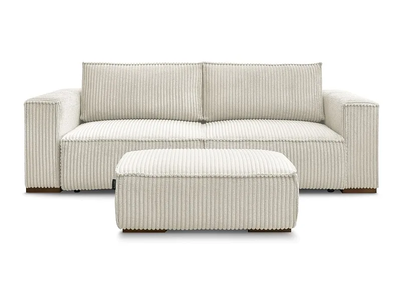 3er Sofa mit Hocker BOBOCHIC CHELSEA Cord-Stoff beige