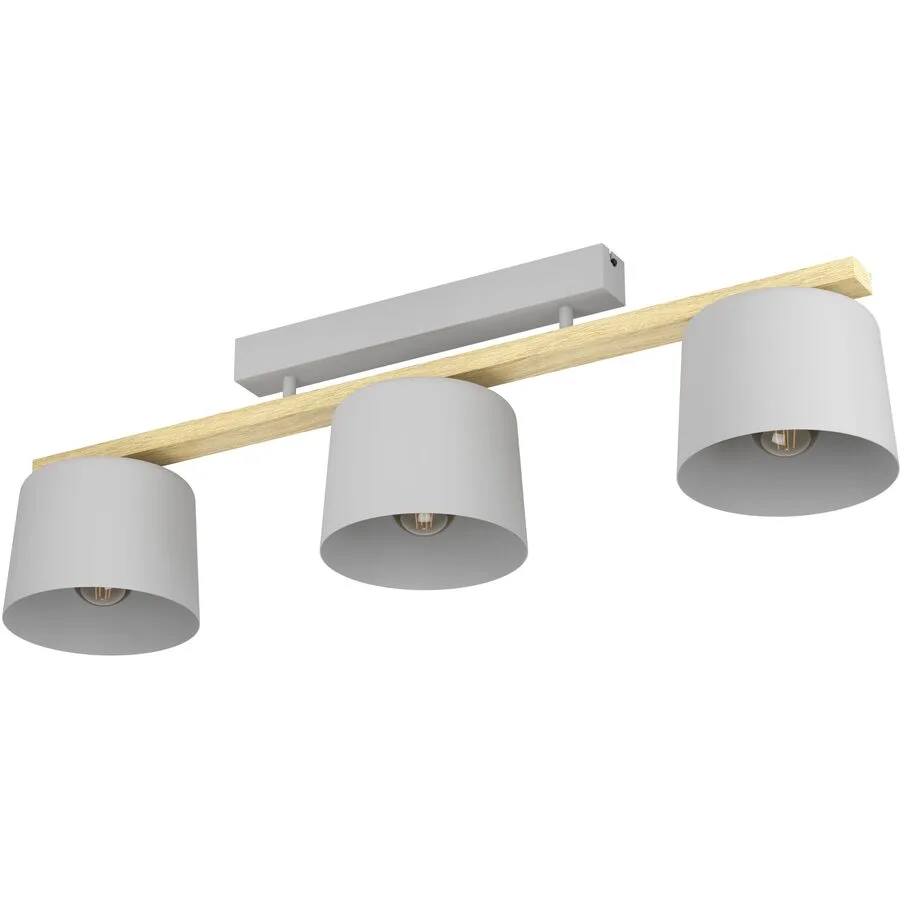 Eglo Deckenlampe Mariel Grau Stahl/Holz 19 cm 25.5 cm - Farbe: hellgrau - Material: Holz/Stahl