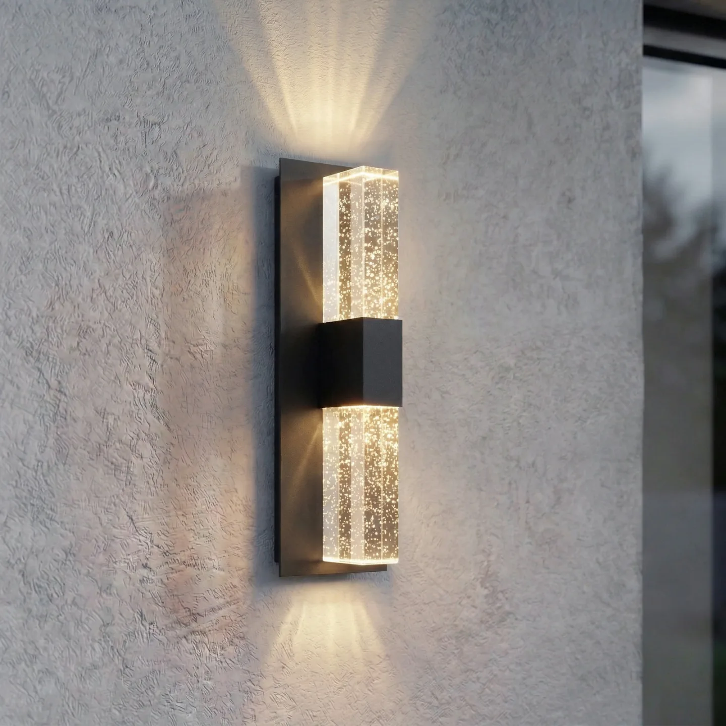 Velune utendørs LED-vegglampe, antrasitt/klar 46 cm CCT – Lucande - Moderne - Aluminium - Kantet
