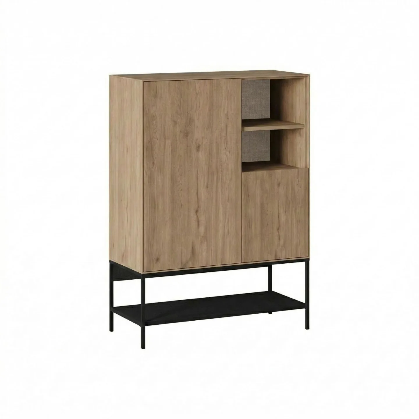 Kenvor Sideboard 90x125x40 cm - naturlig ek trä svart svart