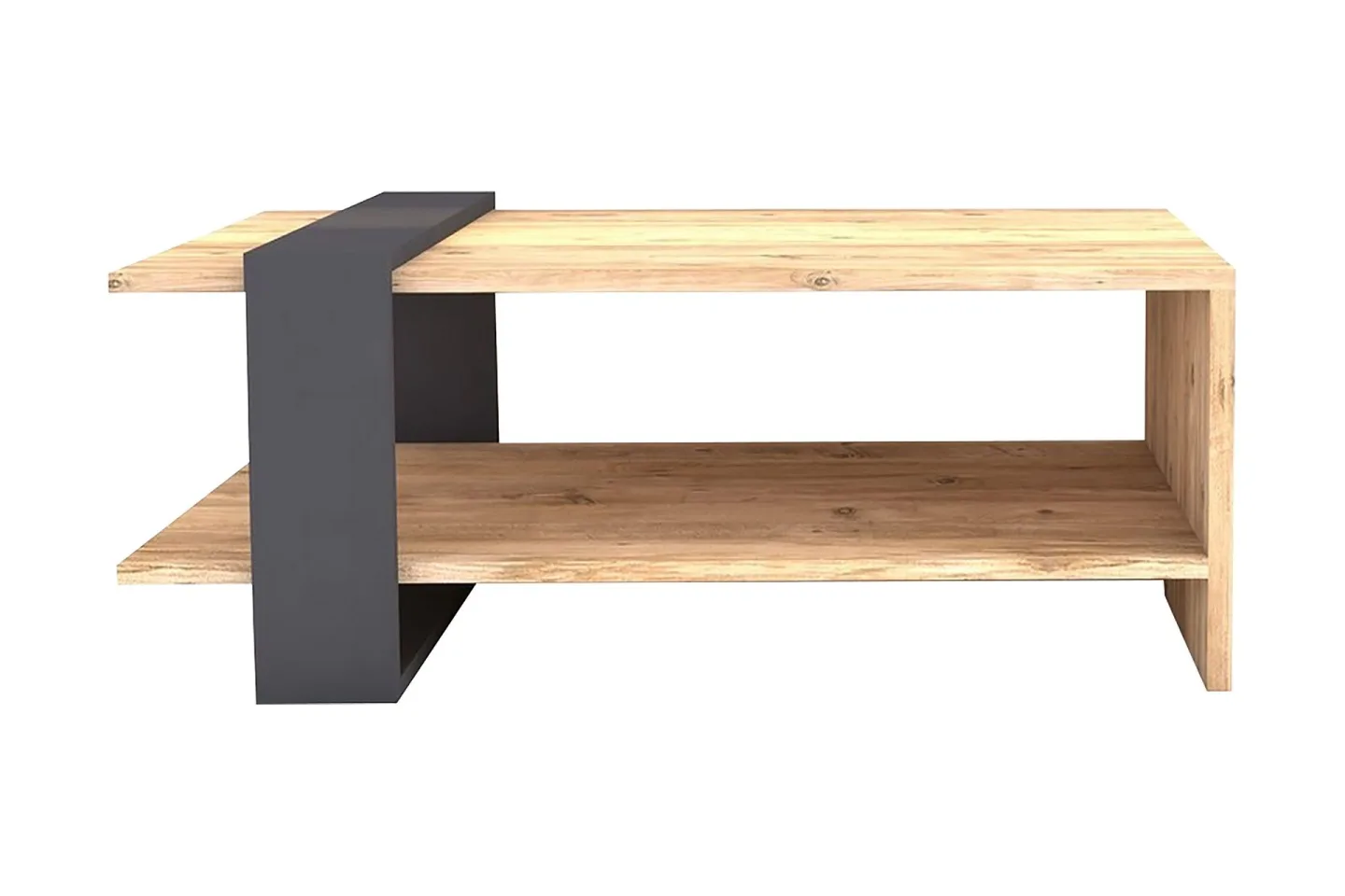 Terasa Soffbord 80 cm med Förvaring Hylla - Valnötsbrun/Grå