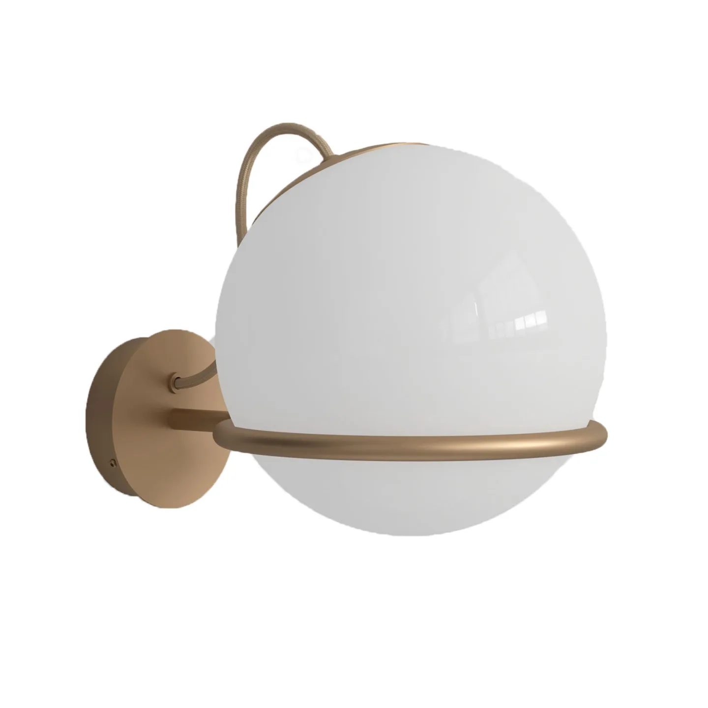 Astep - Model 238/1, 1 Opaline Sphere (20cm Diameter), Champagne Mount with Switch - Vägglampor - Gino Sarfatti - Guld,Vit - Glas/Metall