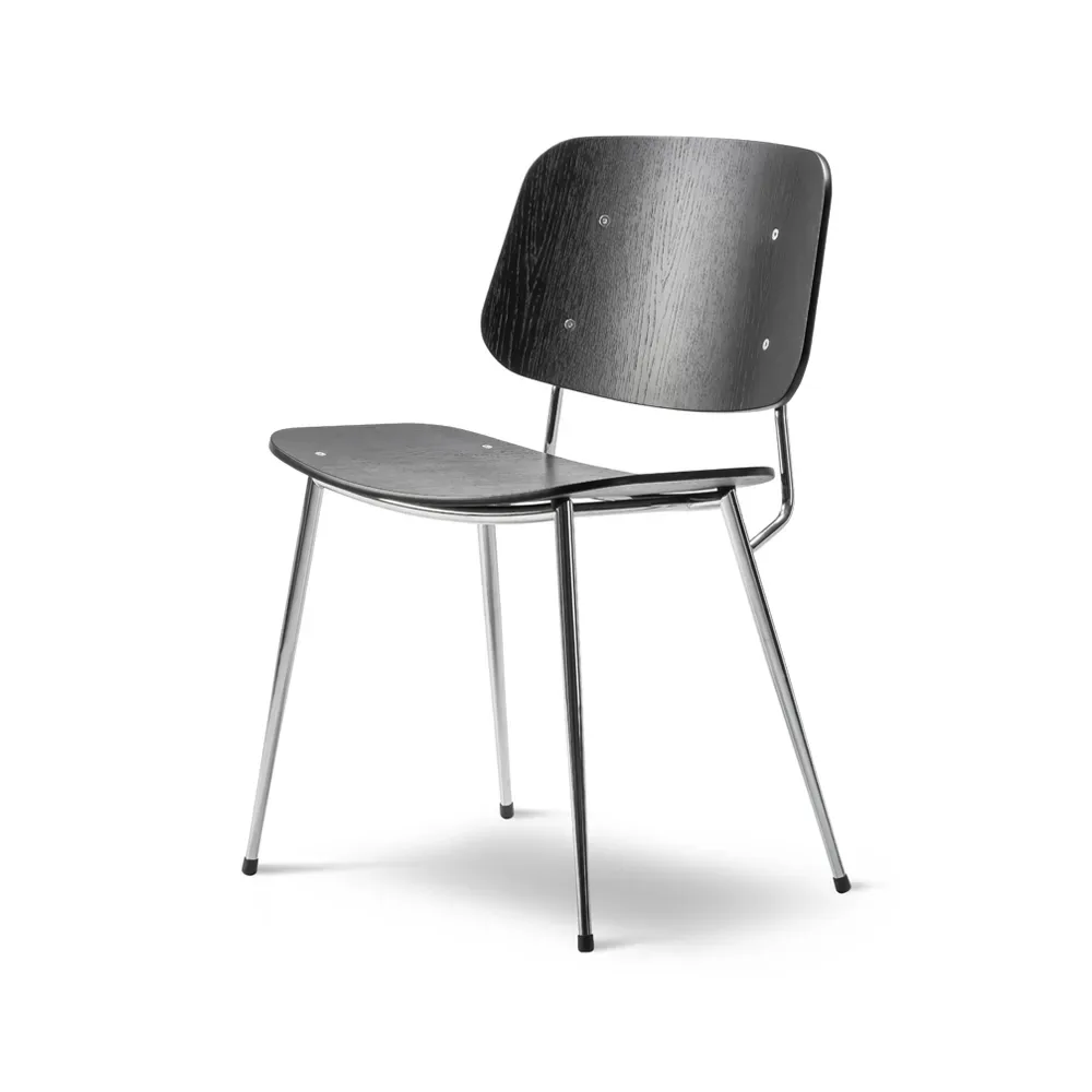 Fredericia Furniture Søborg Metal Stuhl Schwarz-Kromgestell