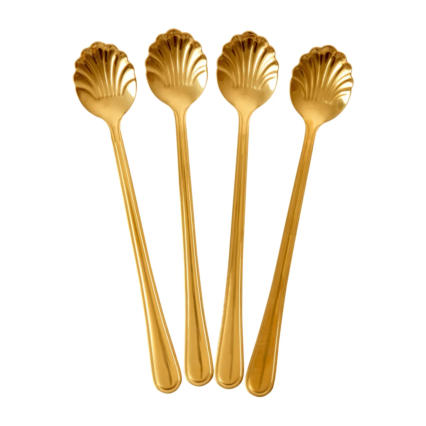 RICE Rice Seashell Latteteelöffel 19cm 4er Pack Gold