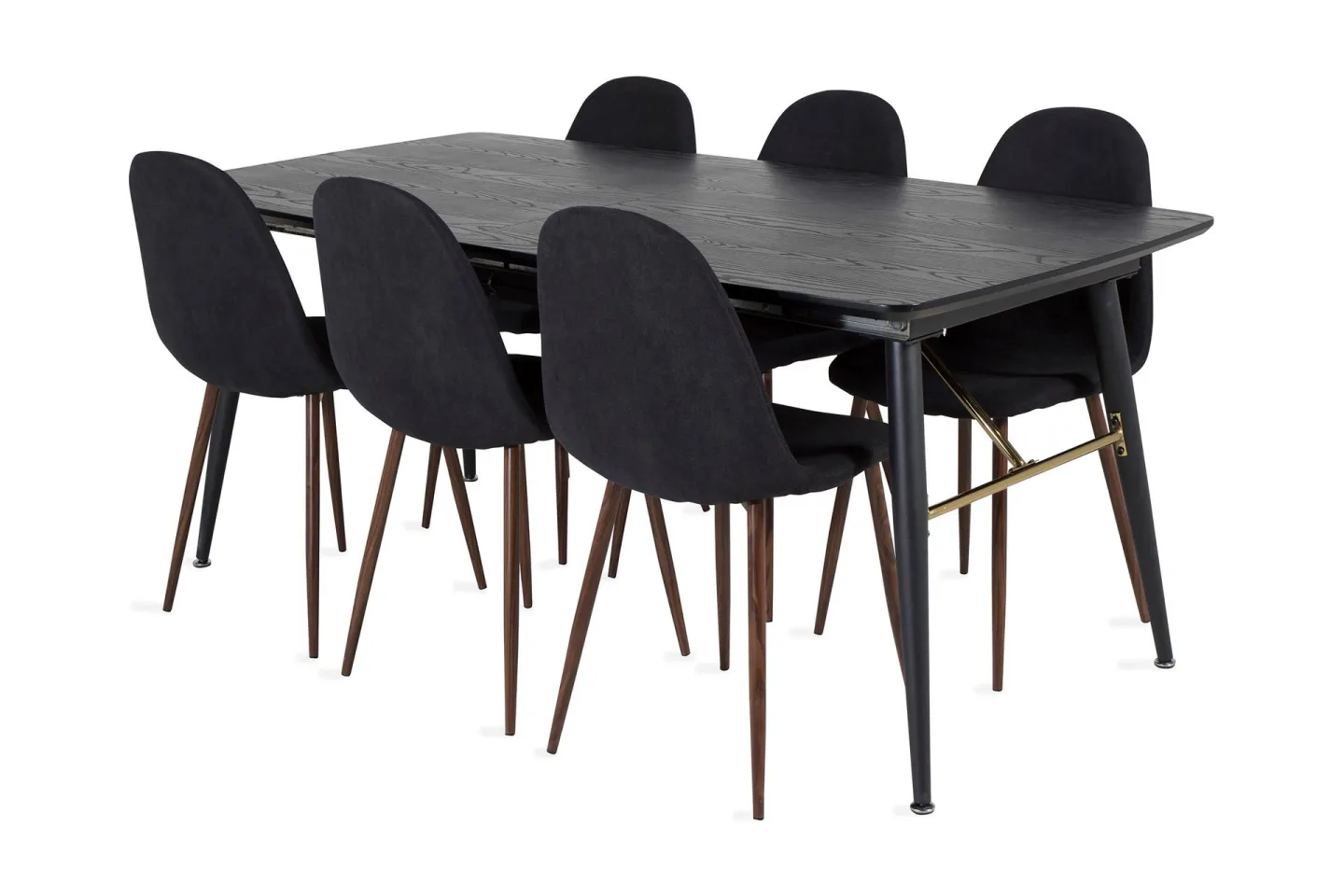 Irunea Förlängningsbar Matgrupp 180 cm inkl 6 Ypas Stolar - Svart/Brun