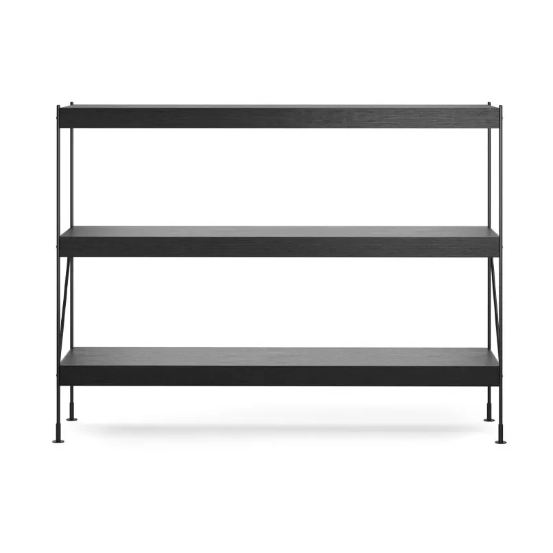 Audo Copenhagen Zet Regalsystem Oak black stained, 1 x 3, black steel base