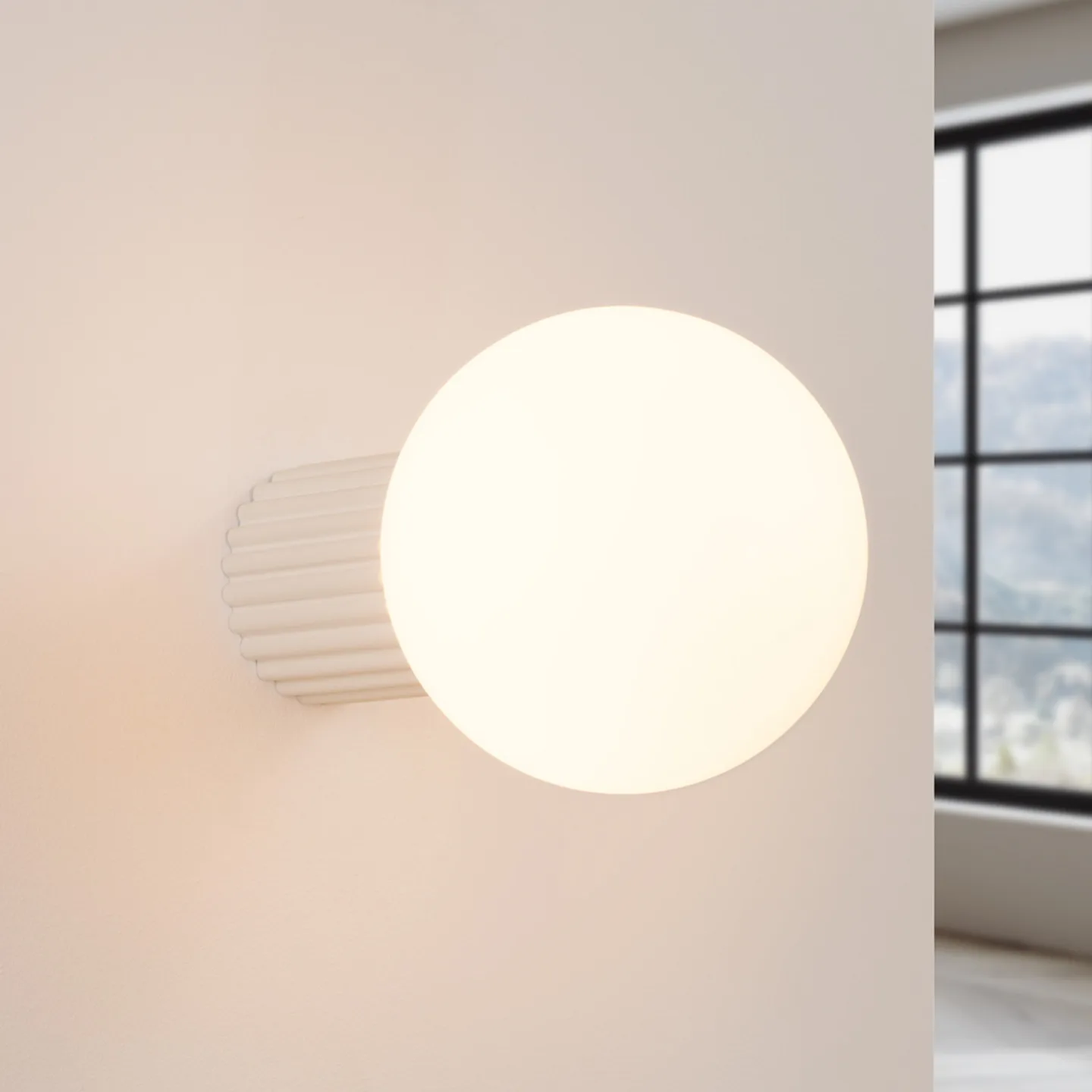 ORBI Wandlampe, beige, Glas/Metall, Ø 12 cm IP44 G9 - SOLLUX SOLLUX LIGHTING - Badezimmer - Aluminium - Einflammig