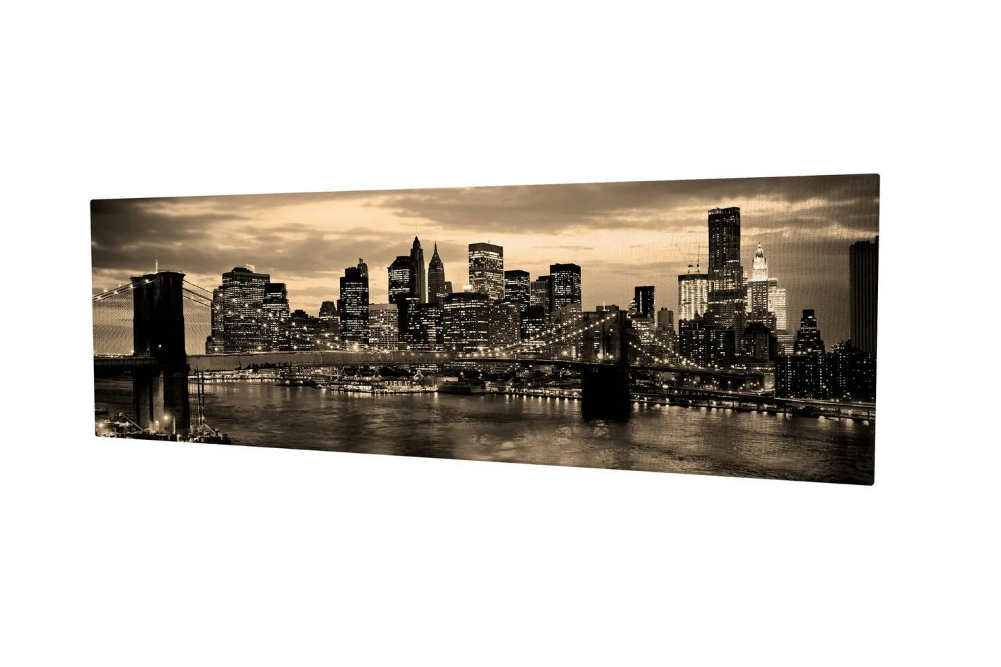 Canvastavla New York Brooklyn Bridge - Svart/Gul
