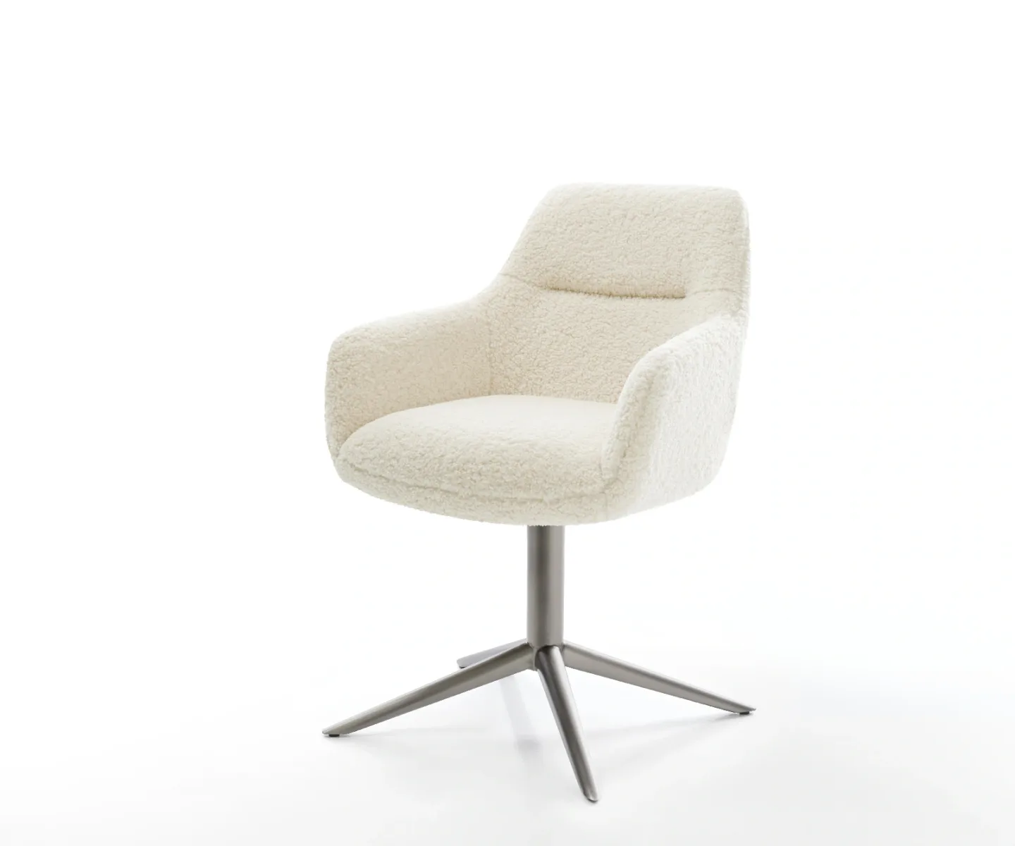 Drehstuhl Pejo-Flex Teddystoff Beige Fußkreuz Graphit 360° drehbar Wippfunktion Taschenfederkern