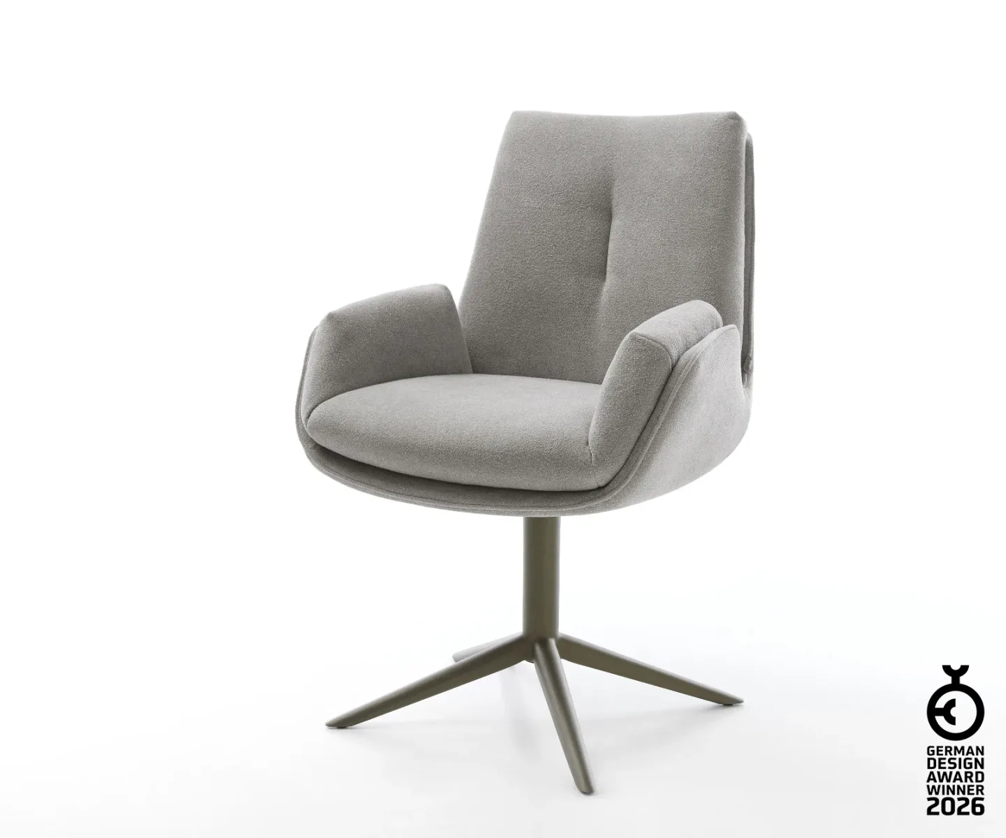 Drehstuhl Clea-Flex Strukturstoff Soft Grau Fußkreuz Effektfinish Titan 360° drehbar Wippfunktion