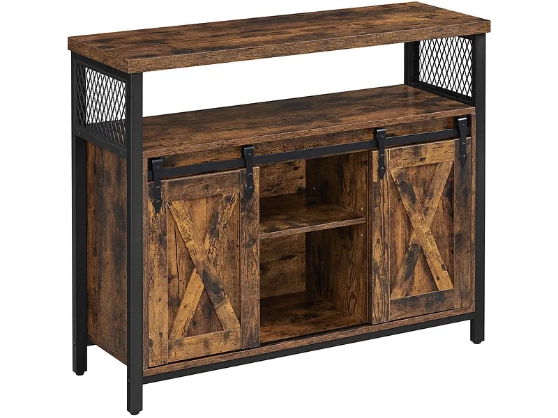 Kommode SONGMICS RUSTIK 33x100x80cm braun teakholz-look