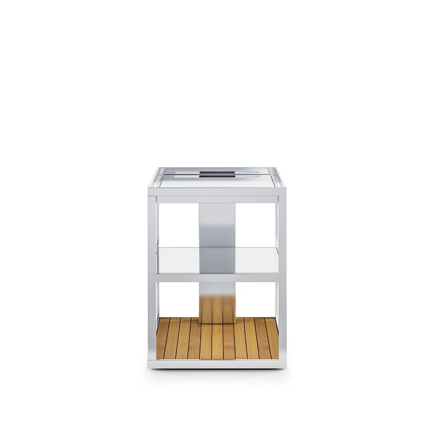 Röshults - Open Kitchen Frame 50, Brushed Stainless Steel, Teak Bottom - Utekök - Broberg & Ridderstråle