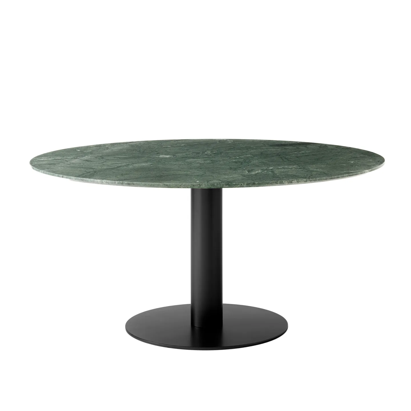 &Tradition - In Between Dining Table SK20 Ø150 H73 cm Matt black center base Marble Verde Guatemala - Matbord - Sami Kallio - Grön - Metall/Sten