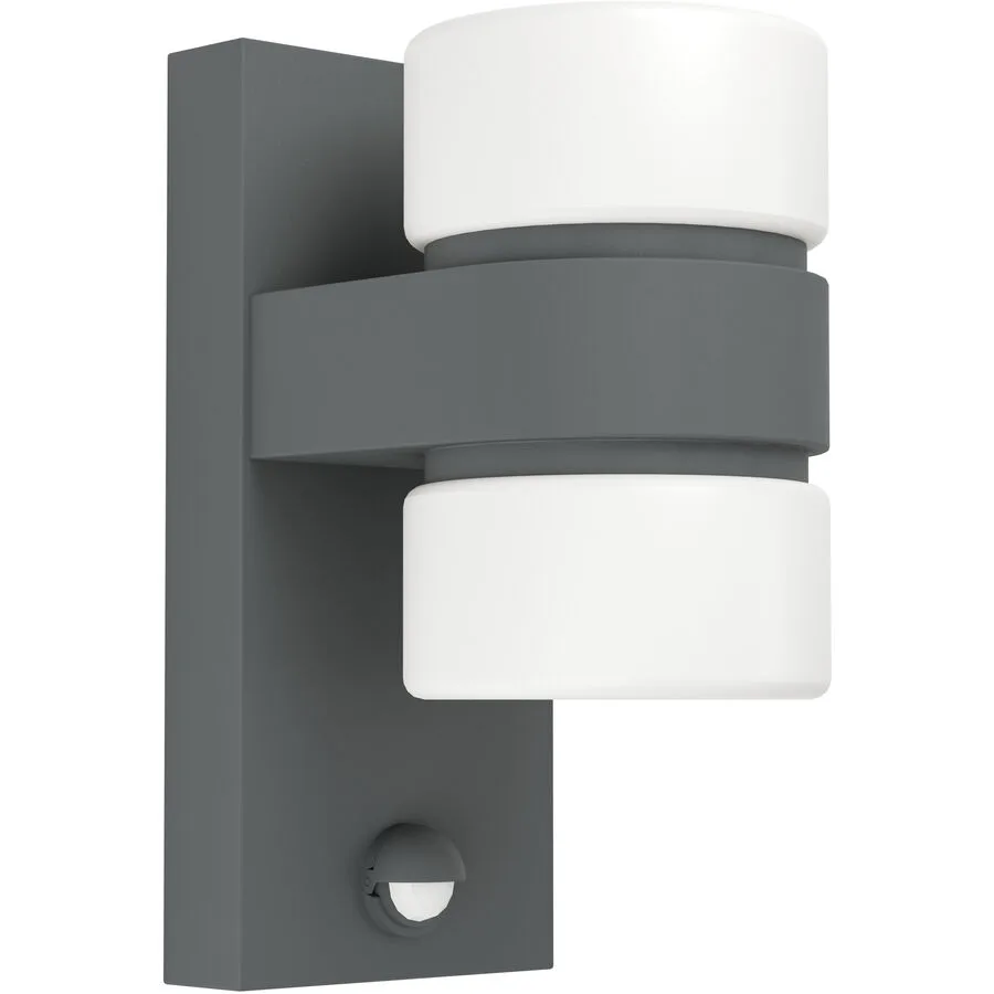 Eglo Wandlampe aussen Atollari Grau Aluminium 23 cm - Farbe: anthrazit - Material: Aluguss - LED - Lichtfarbe: Warmweiss - LED Energiesparlampen