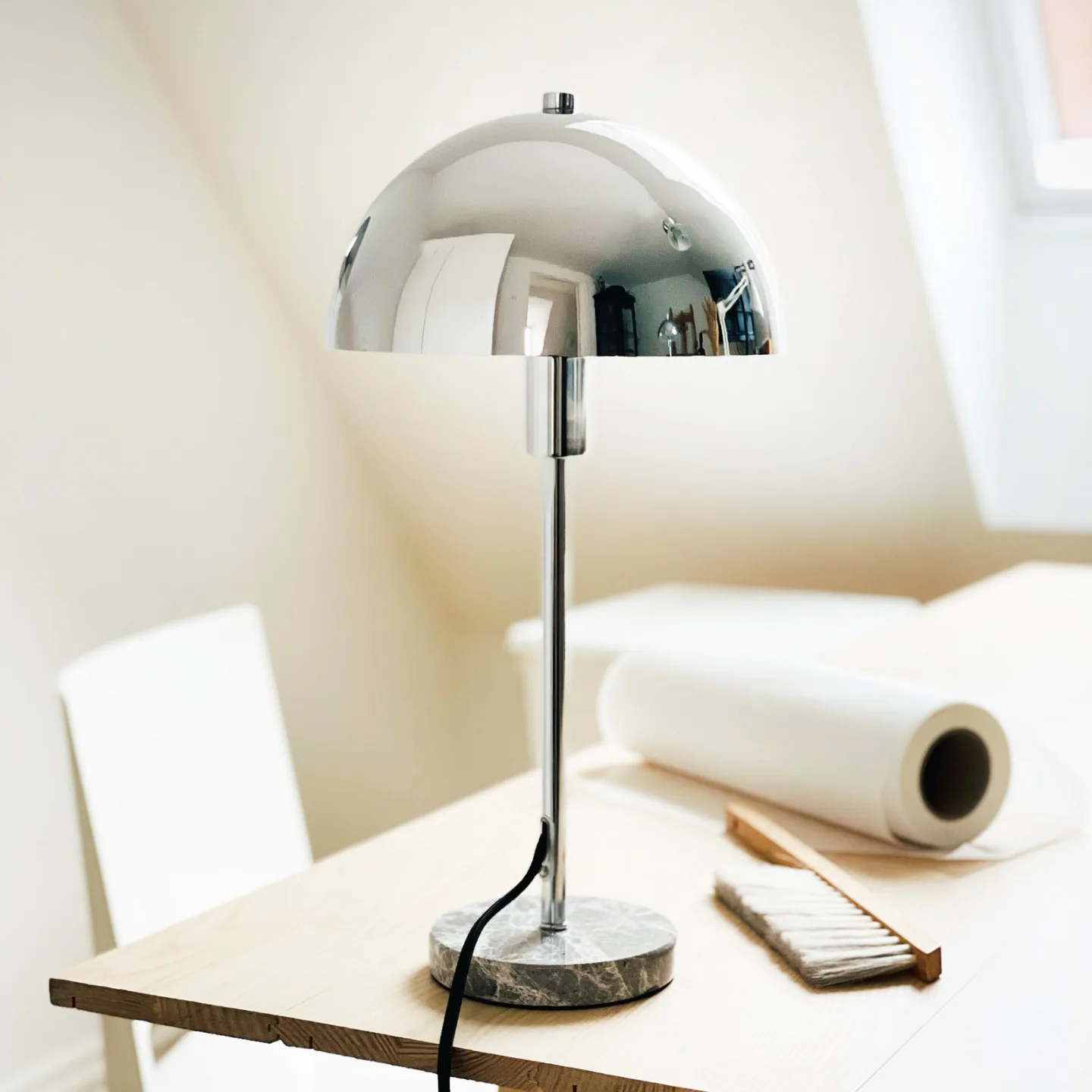 Stockholm Tischleuchte Chrom/Marmor - DybergLarsen Dyberg Larsen - Wohnzimmer - Design - Mit Schirm